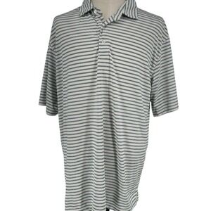 Onward Reserve Men's 2X Ivory Green Striped Performance Polo Shirt Golf